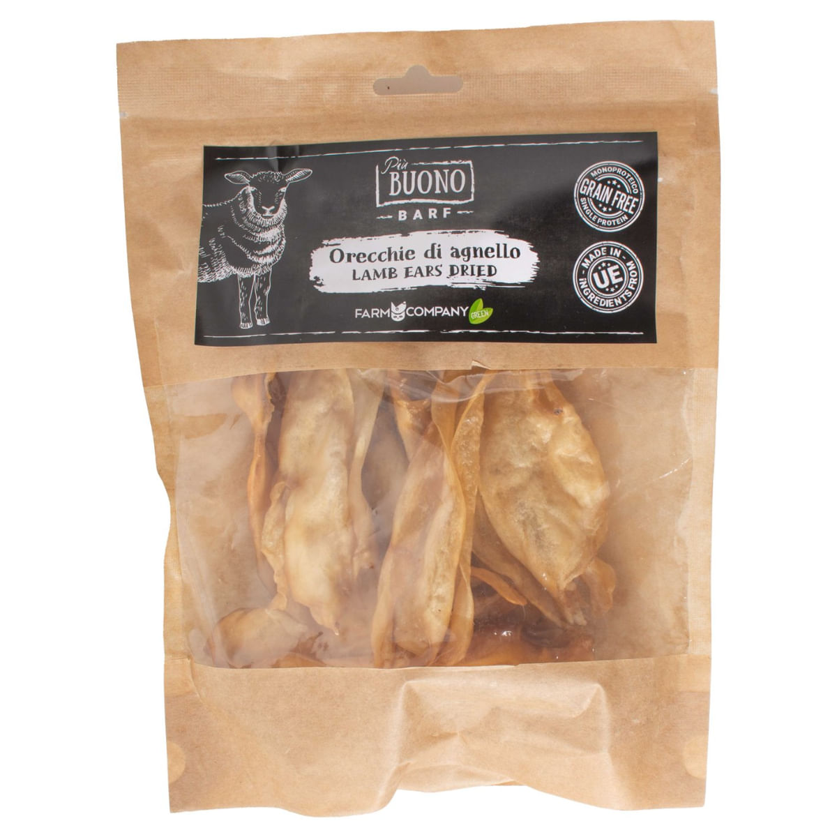 PIU BUONO Urechi de Miel Uscate, XS-XL, punguță recompense câini, 70g