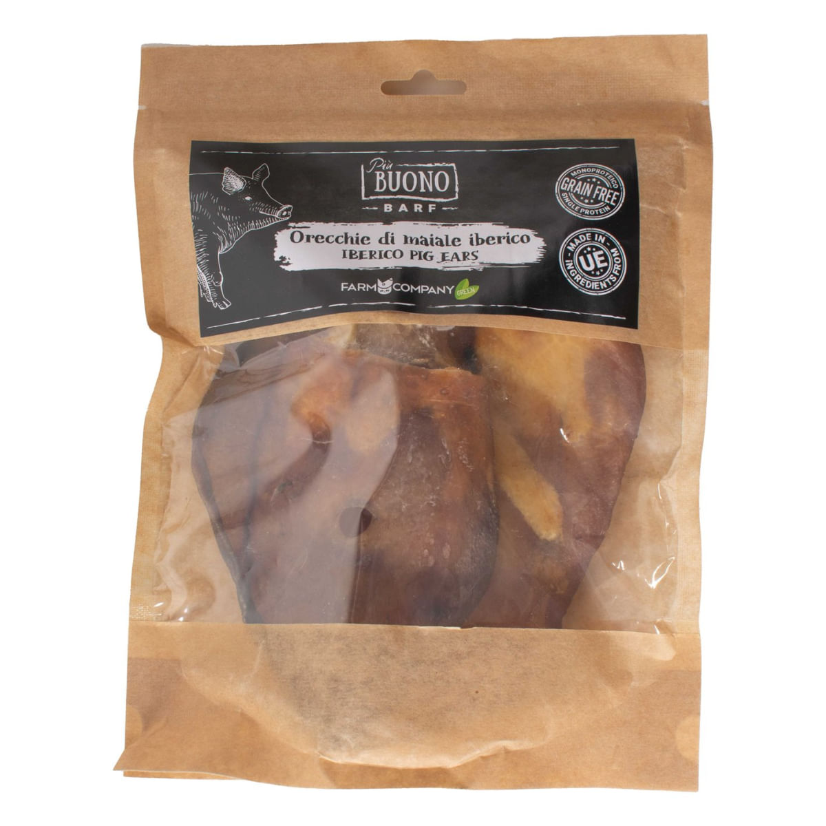 PIU BUONO Urechi de Porc Iberico, XS-XL, punguță recompense câini, 50g - poza 2