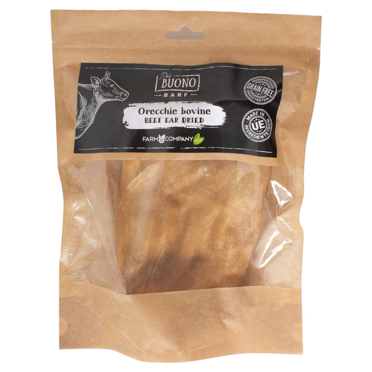 PIU BUONO Urechi de Vita Uscate, XS-XL, punguță recompense BARF câini, 50g - poza 2