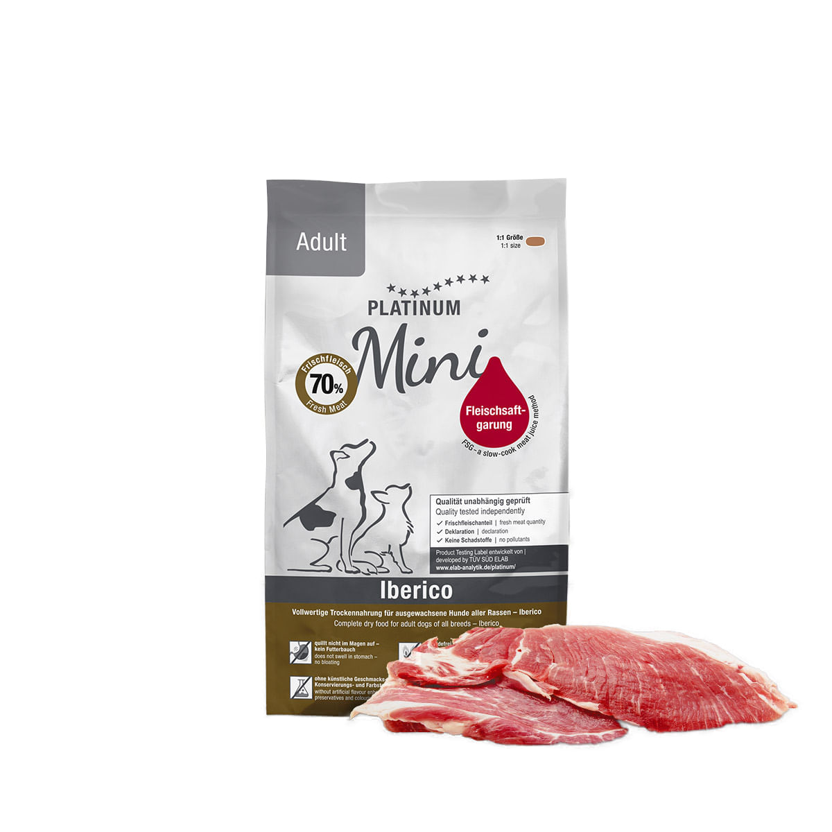 PLATINUM Adult Mini, XS-S, Iberico, hrană uscată fără cereale câini, semimoist, 900g - poza 1
