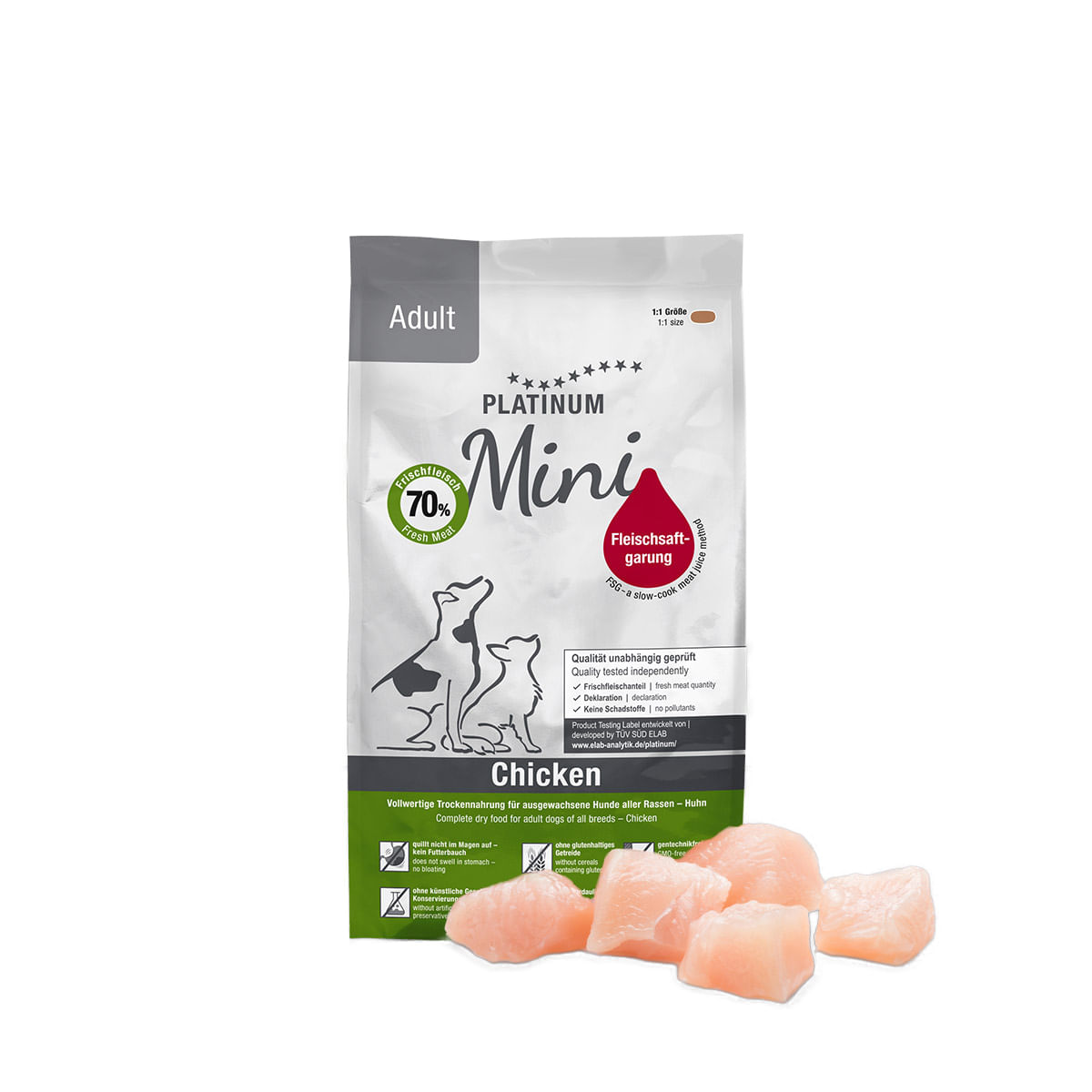 PLATINUM Adult Mini, XS-S, Pui, hrană uscată câini, semimoist, 900g - poza 2