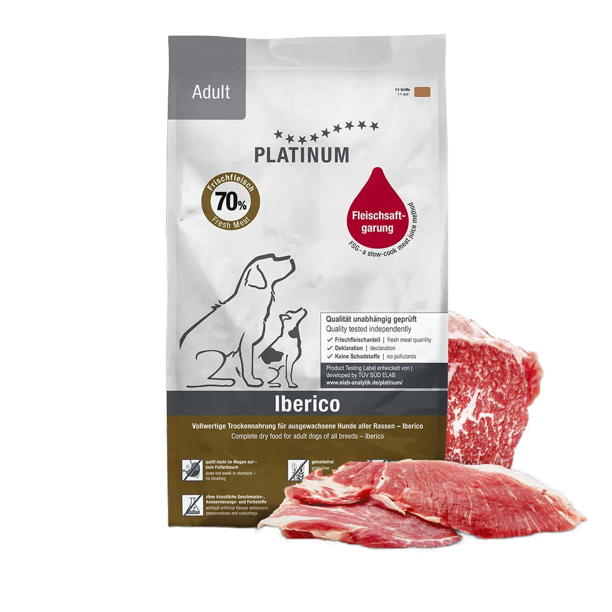 PLATINUM Adult, XS-XL, Iberico, hrană uscată fără cereale câini, semimoist, 1.5kg - poza 2