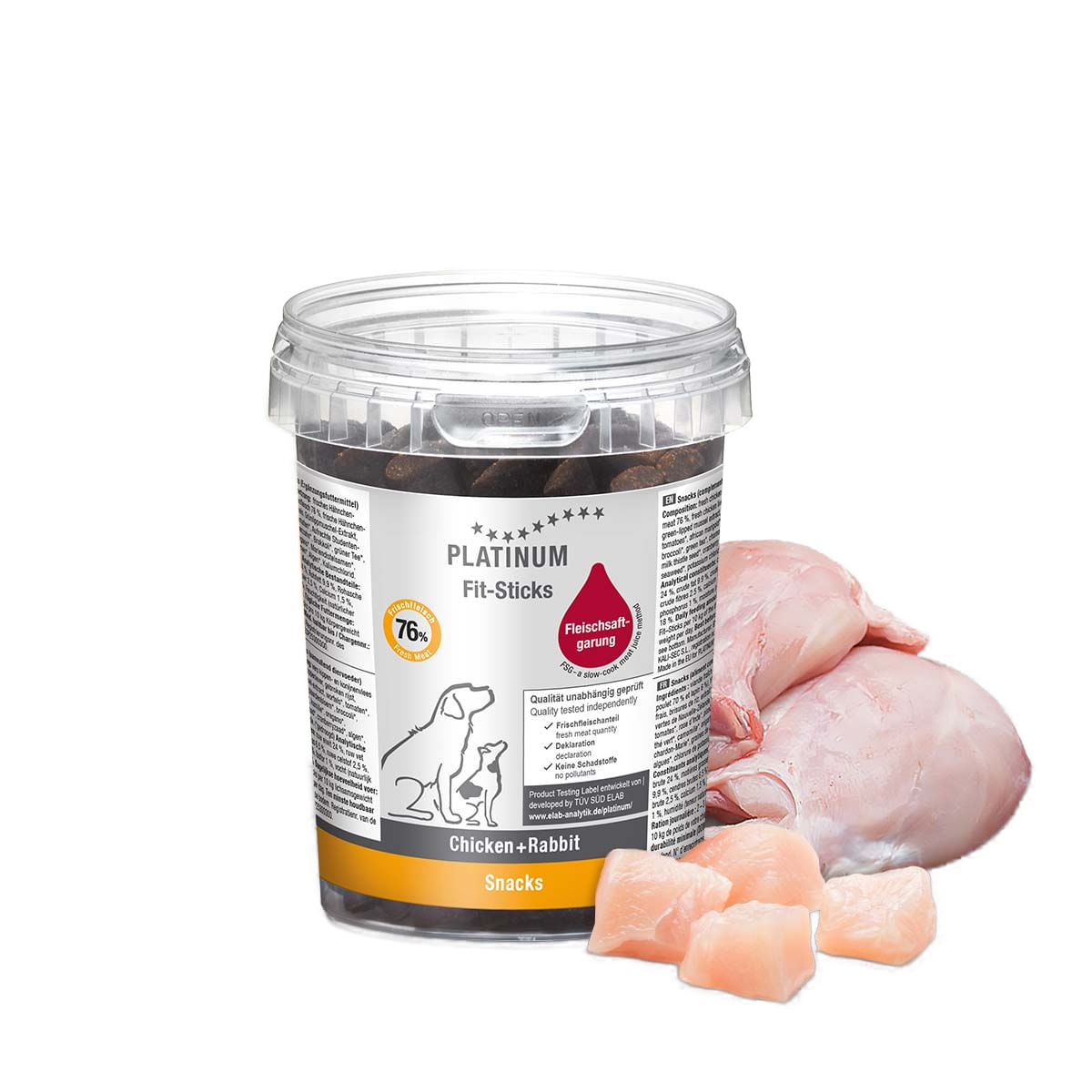 PLATINUM Fit-Sticks, XS-XL, Pui și Iepure, bol recompense câini, 300g - poza 2