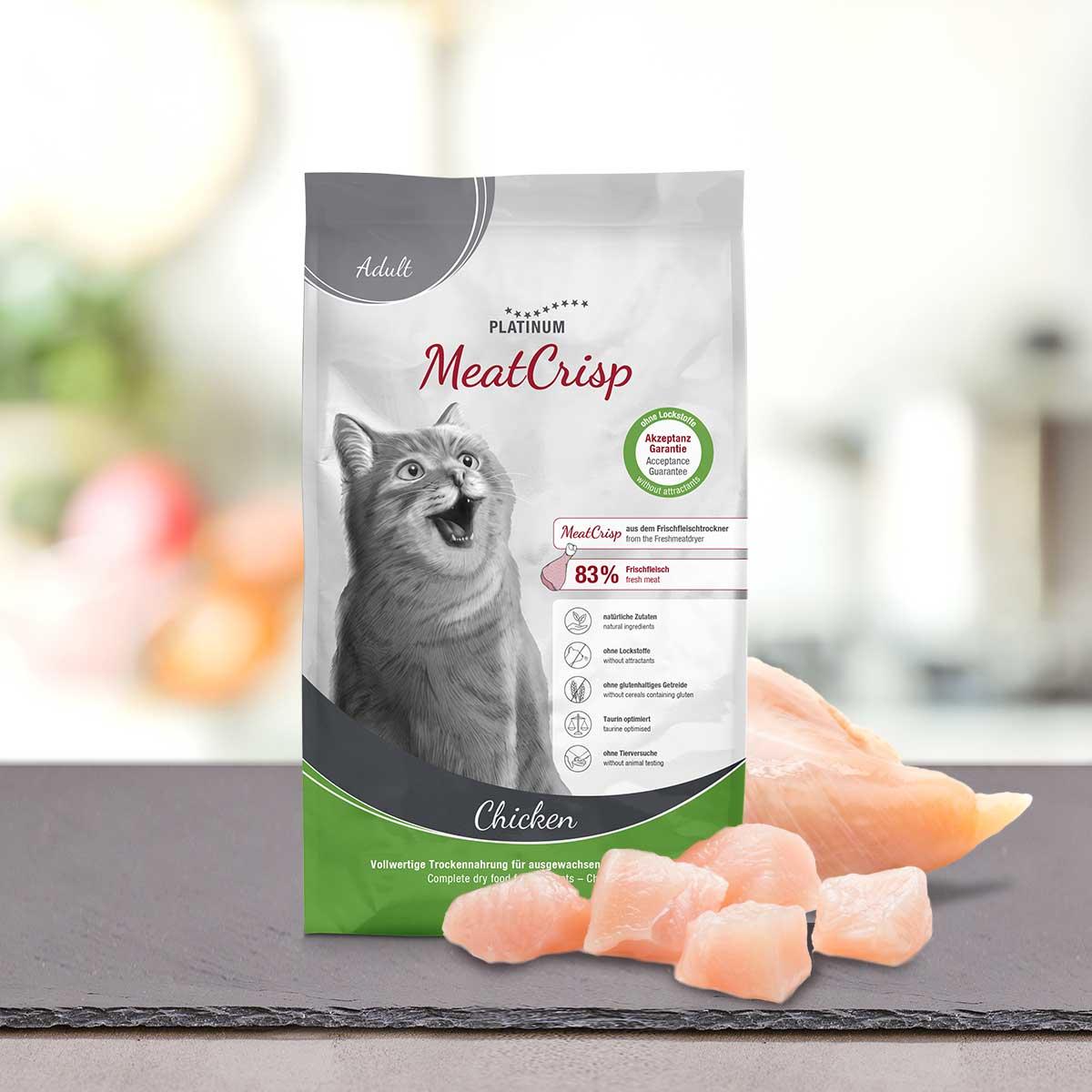 PLATINUM MeatCrisp, Pui, hrană uscată pisici, deshidratat, 1.5kg - poza 1