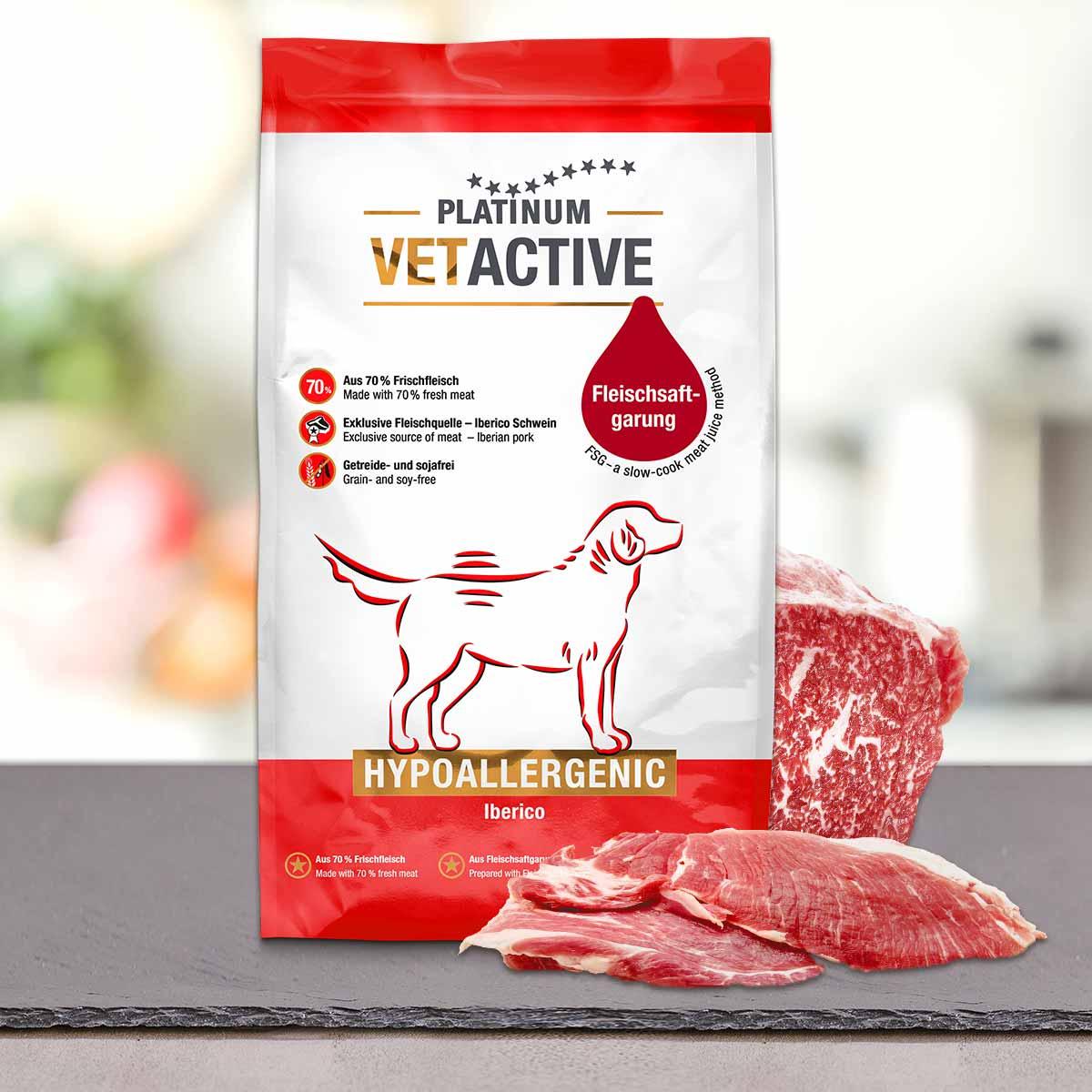 PLATINUM Vetactive Hipoalergenic, XS-XL, Iberico, hrană uscată monoproteică fără cereale câini, alergii, semimoist, 5kg - poza 2