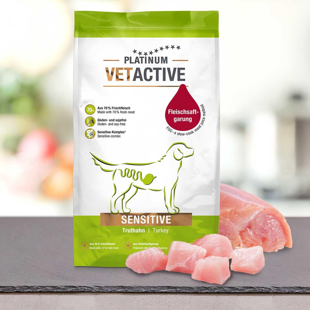 PLATINUM Vetactive Sensitive, XS-XL, Curcan, hrană uscată câini, sistem digestiv, semimoist, 1.5kg - poza 1