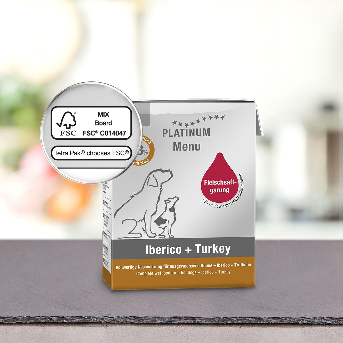 PLATINUM, XS-XL, Iberico și Curcan, tetra pack hrană umedă fără cereale câini, (în suc propriu), 185g - poza 4