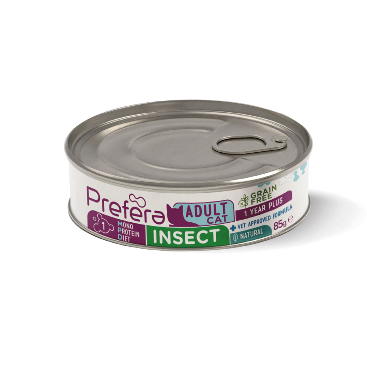 PREFERA MPD, Insecte, dietă veterinară, conservă hrană umedă monoproteică fără cereale pisici, (în suc propriu), 85g - poza 1