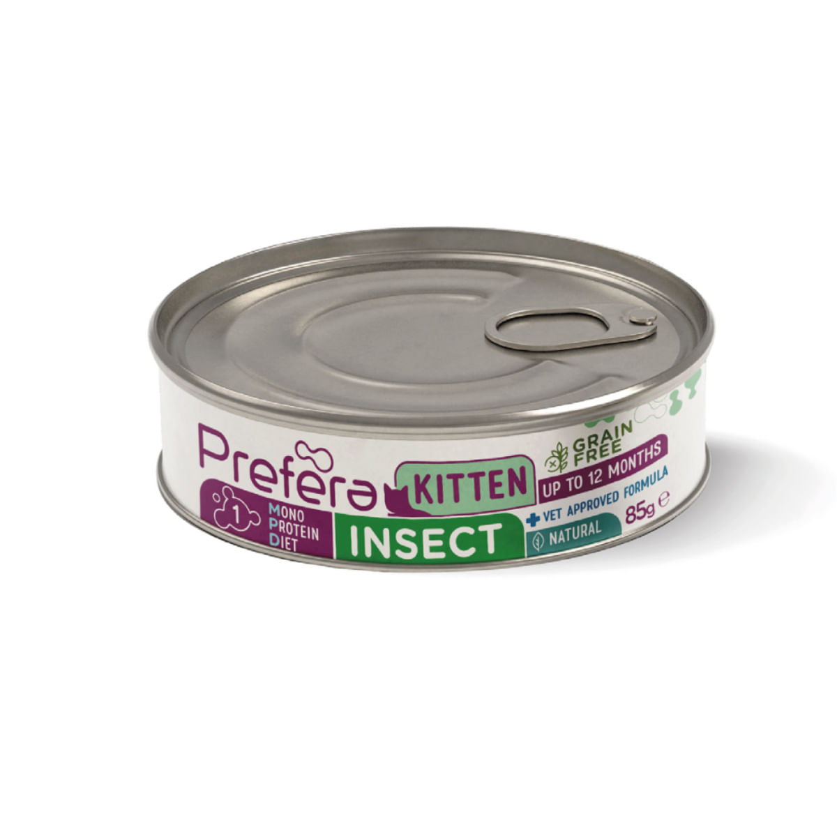 PREFERA MPD Kitten, Insecte, dietă veterinară, conservă hrană umedă monoproteică fără cereale pisici junior, (în suc propriu), 85g - poza 2
