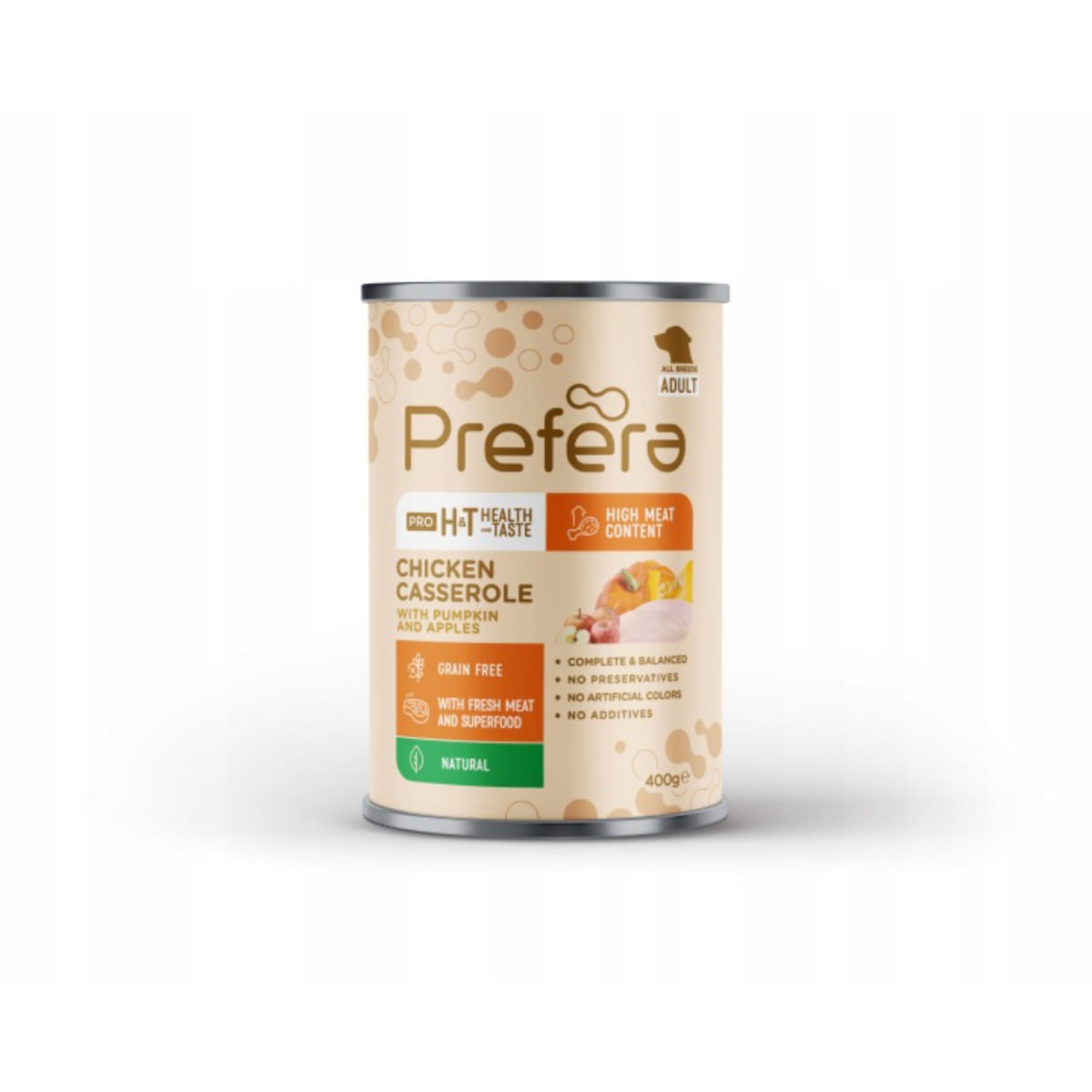 PREFERA Pro H&T Casserole, XS-XL, Pui, conservă hrană umedă fără cereale câini, (în suc propriu), 400g - poza 1