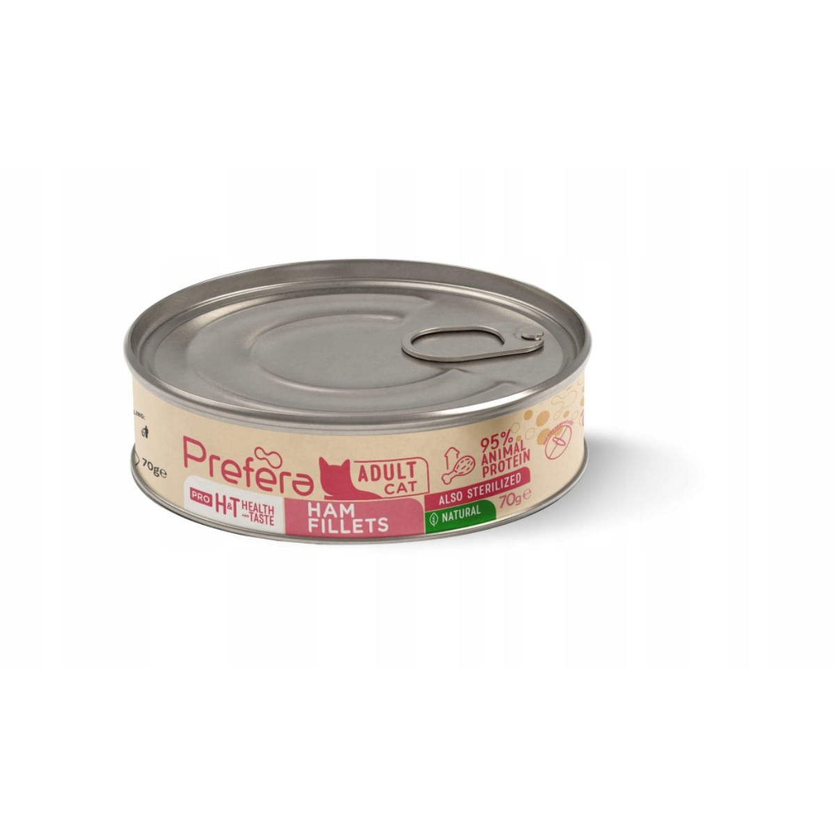 PREFERA Pro H&T Fillets, Șuncă, conservă hrană umedă fără cereale pisici, (în supă), 70g - poza 2