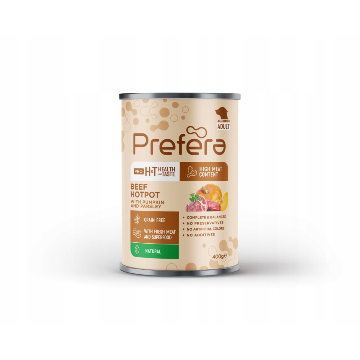 PREFERA Pro H&T Hotpot, XS-XL, Vită, conservă hrană umedă fără cereale câini, (în suc propriu), 400g - poza 2