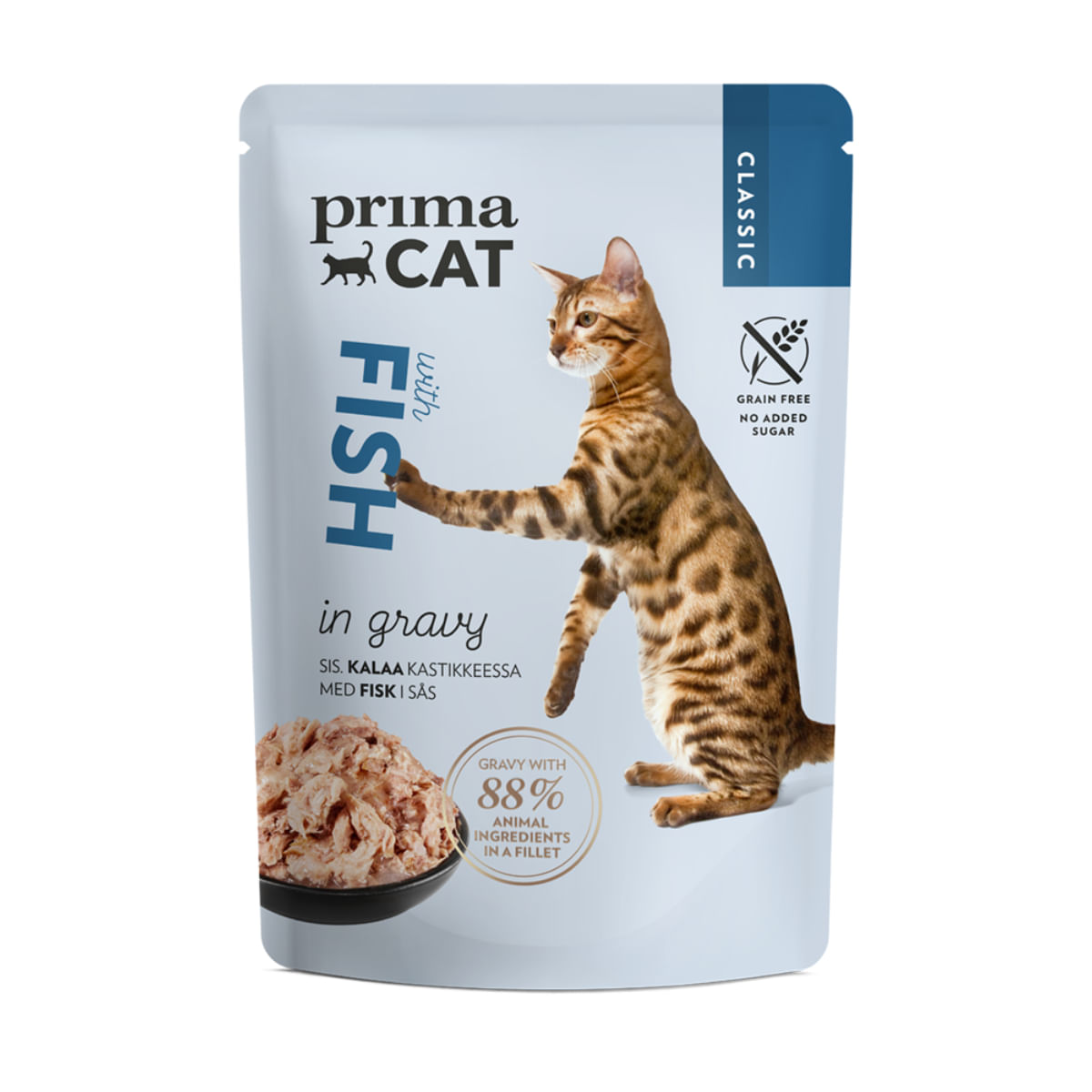 PRIMA CAT Classic, Pește, plic hrană umedă fără cereale pisici, (în sos), bax, 85g x 28buc - poza 2