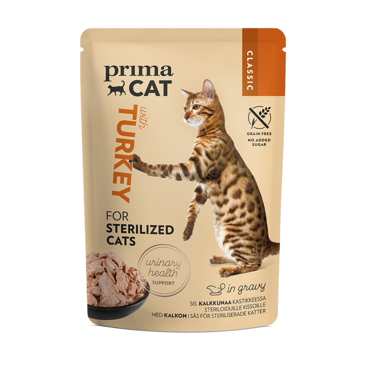 PRIMA CAT Classic Sterilised, Curcan, plic hrană umedă fără cereale pisici sterilizate, (în sos), bax, 85g x 28buc - poza 1
