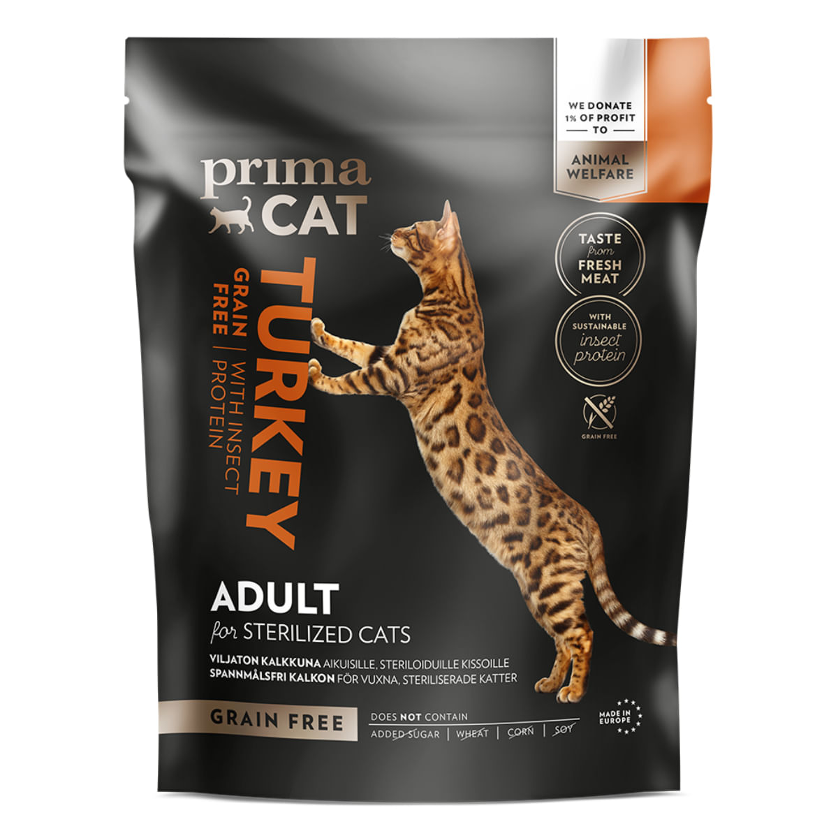 PRIMA CAT Sterilised, Curcan și Insecte, hrană uscată fără cereale pisici sterilizate, 400g - poza 1