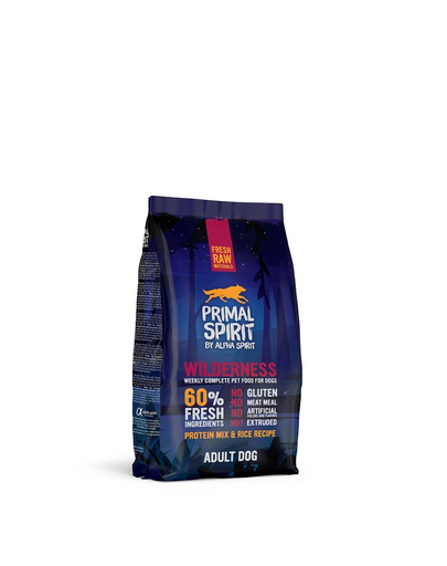 PRIMAL SPIRIT 60% Wilderness hrană moale câini 2x1 kg cu porc