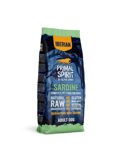 PRIMAL SPIRIT Iberian Adult Sardine 12kg hrană câini, cu sardine