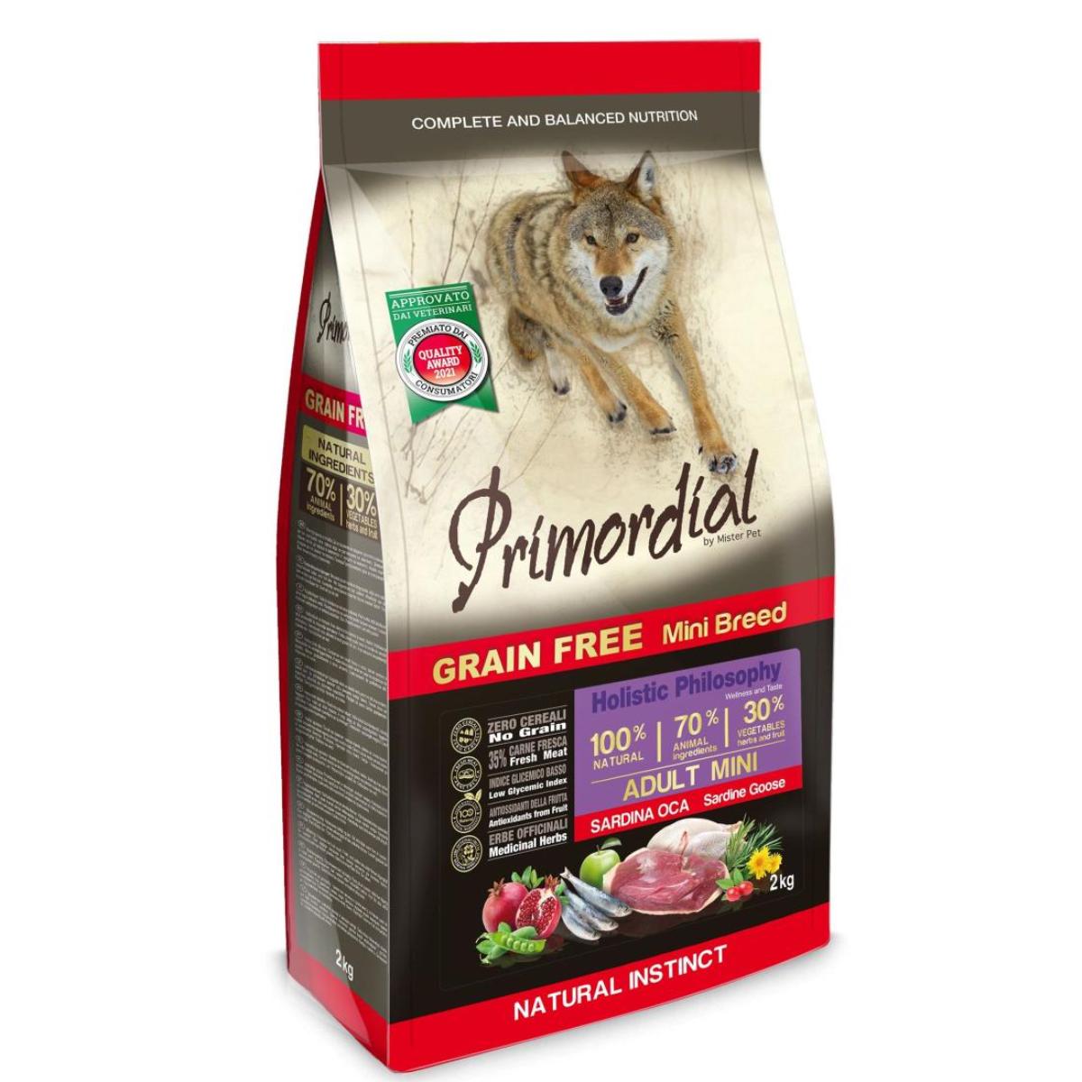 PRIMORDIAL Holistic Mini, XS-S, Sardine și Gâsca, hrană uscată fără cereale câini, 2kg - poza 2