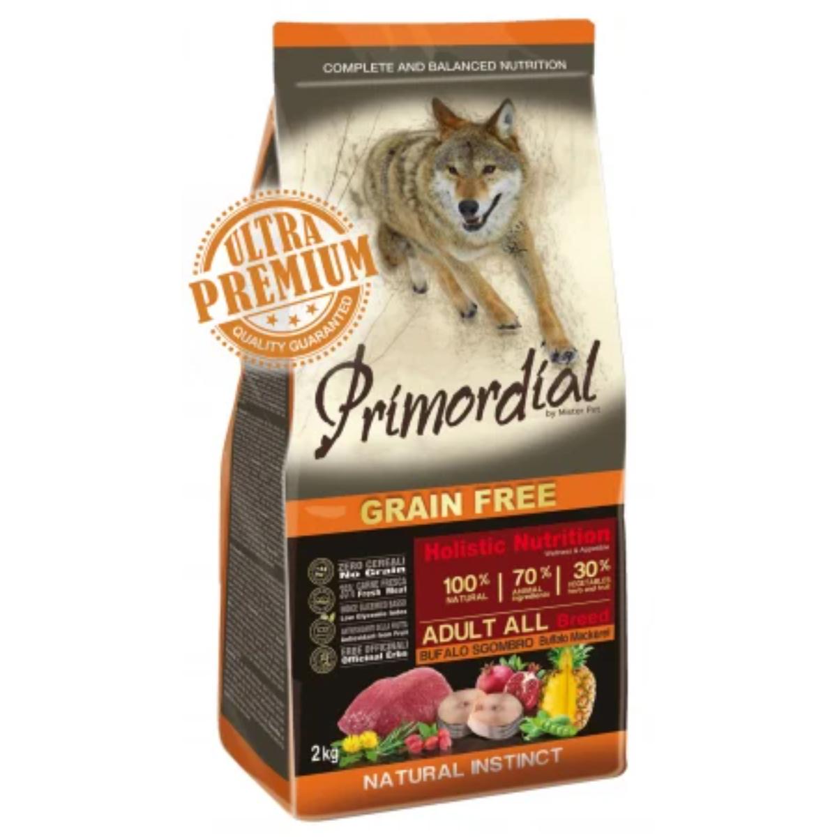 PRIMORDIAL Holistic, XS-XL, Bizon și Macrou, hrană uscată fără cereale câini, 12kg - poza 2