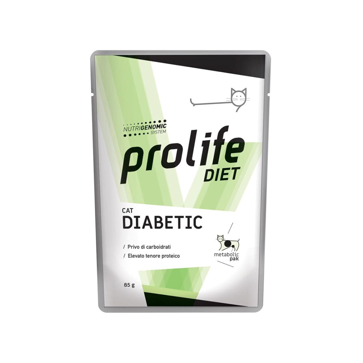 PROLIFE Diet Diabetic, Pui și Vită, dietă veterinară, plic hrană umedă pisici, diabet, (în aspic), bax, 85g x 12buc - poza 2
