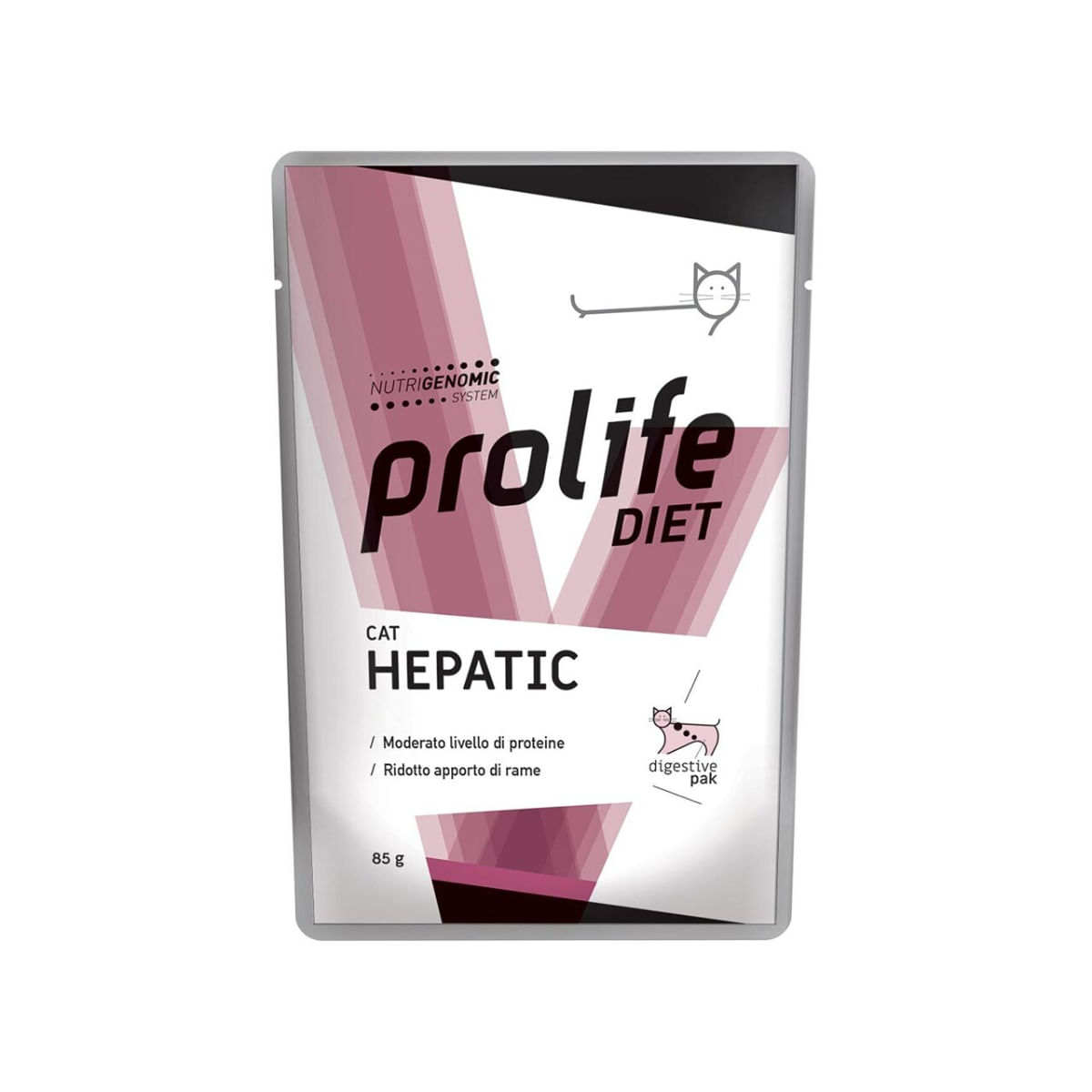PROLIFE Diet Hepatic, Pui, dietă veterinară, plic hrană umedă pisici, sistem hepatic, (în aspic), bax, 85g x 12buc - poza 1