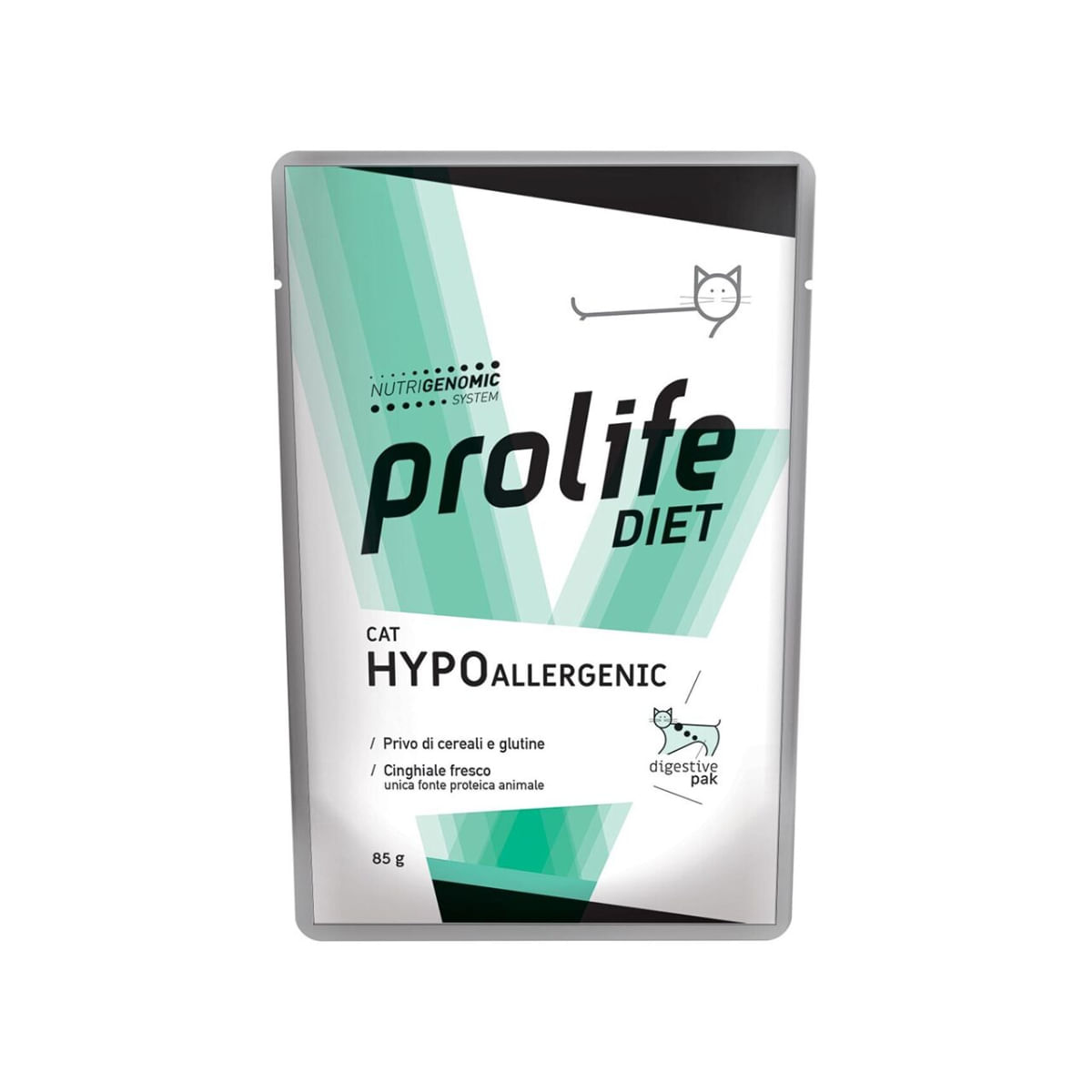 PROLIFE Diet Hypoallergenic, Mistreț, dietă veterinară, plic hrană umedă fără cereale pisici, alergii, (în aspic), bax, 85g x 12buc - poza 2