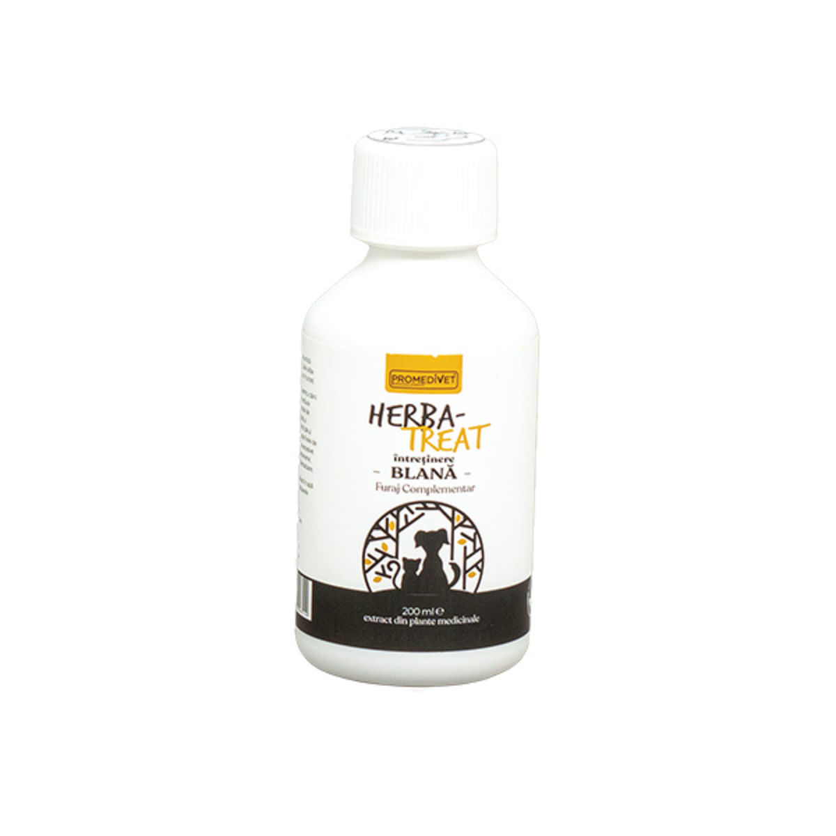 PROMEDIVET Herba-Treat Blană, supliment piele & blană câini, suspensie orală PROMEDIVET Herba-Treat Blană, XS-XL, supliment piele & blană câini și pisici, flacon, 200ml suspensie orală - poza 2