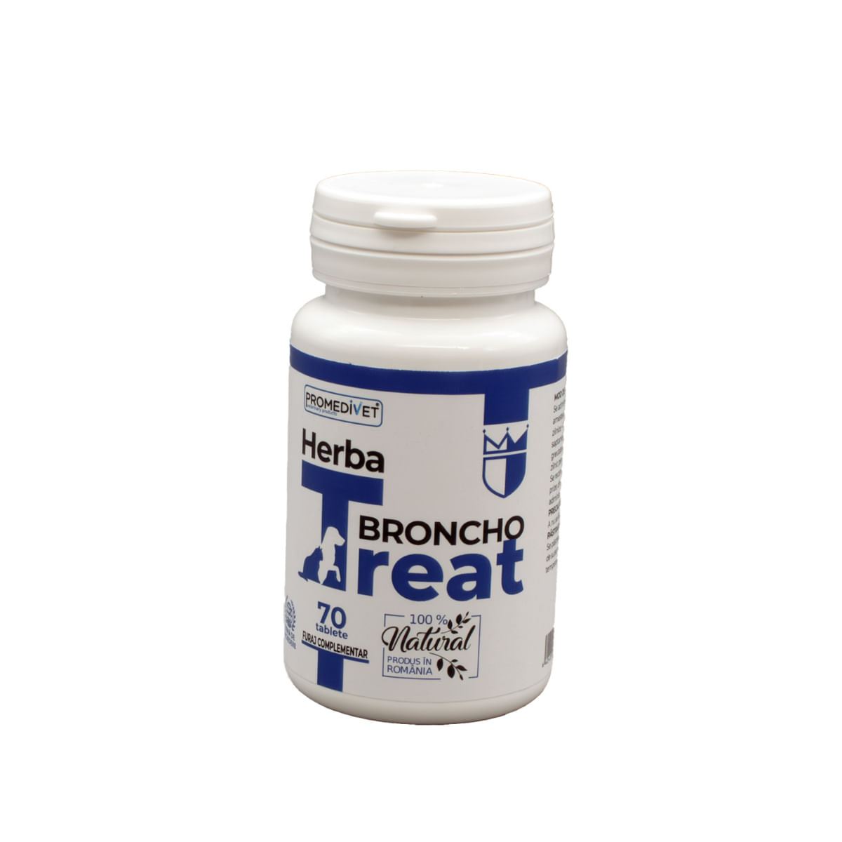 PROMEDIVET Herba-Treat Broncho, supliment sistem respirator câini, comprimate PROMEDIVET Herba-Treat Broncho, XS-XL, supliment sistem respirator câini și pisici, flacon, 70 comprimate - poza 2
