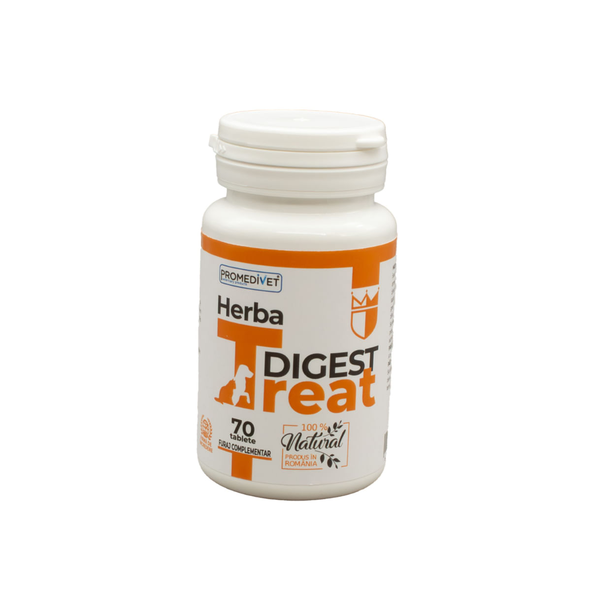 PROMEDIVET Herba-Treat Digest, supliment sistem digestiv câini, comprimate PROMEDIVET Herba-Treat Digest, XS-XL, supliment sistem digestiv câini și pisici, flacon, 70 comprimate - poza 2