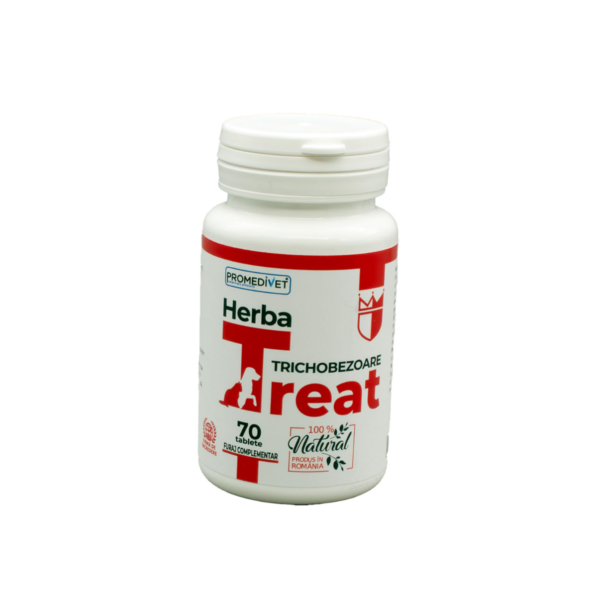 PROMEDIVET Herba-Treat Trichobezoare, supliment sistem digestiv, limitarea ghemurilor de blană câini, comprimate PROMEDIVET Herba-Treat Trichobezoare, XS-XL, supliment sistem digestiv, limitarea ghemurilor de blană câini și pisici, flacon, - poza 1