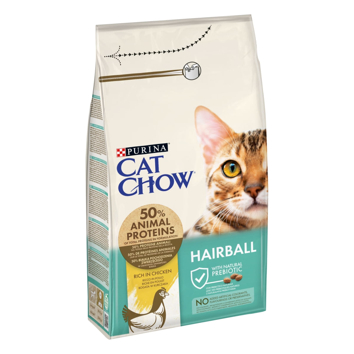 PURINA Cat Chow Hairball Control, Pui, hrană uscată pentru pisici, limitarea ghemurilor de blană, 1.5kg - poza 1