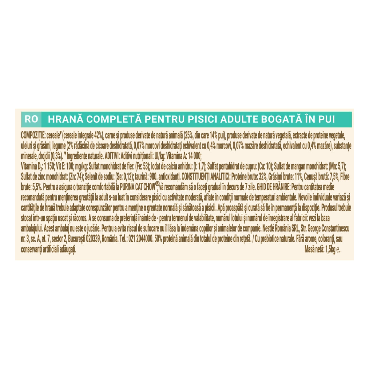 PURINA Cat Chow Hairball Control, Pui, hrană uscată pentru pisici, limitarea ghemurilor de blană, 1.5kg - poza 2