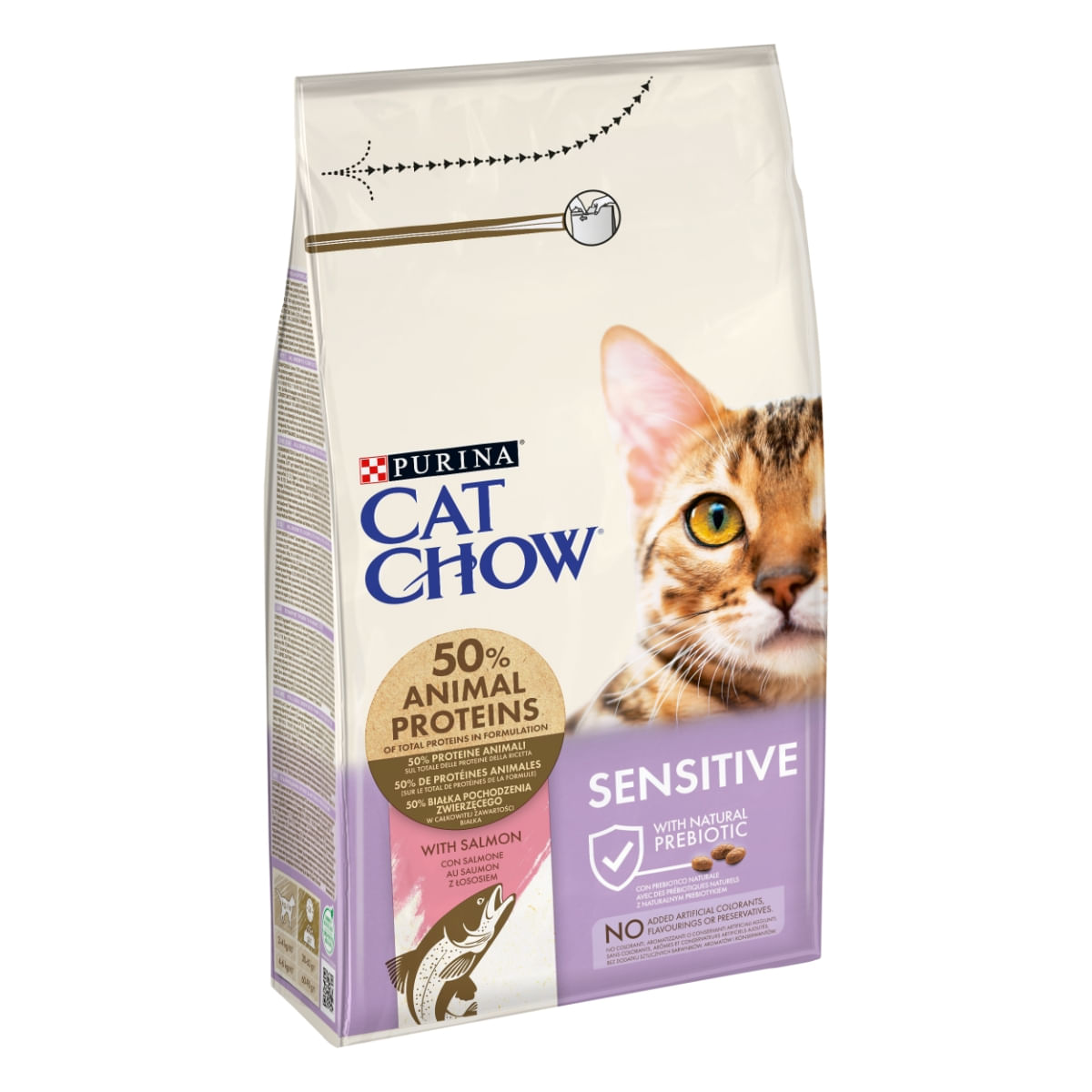 PURINA Cat Chow Sensitive, Somon, hrană uscată pentru pisici, sensibilități digestive, 1.5kg - poza 1