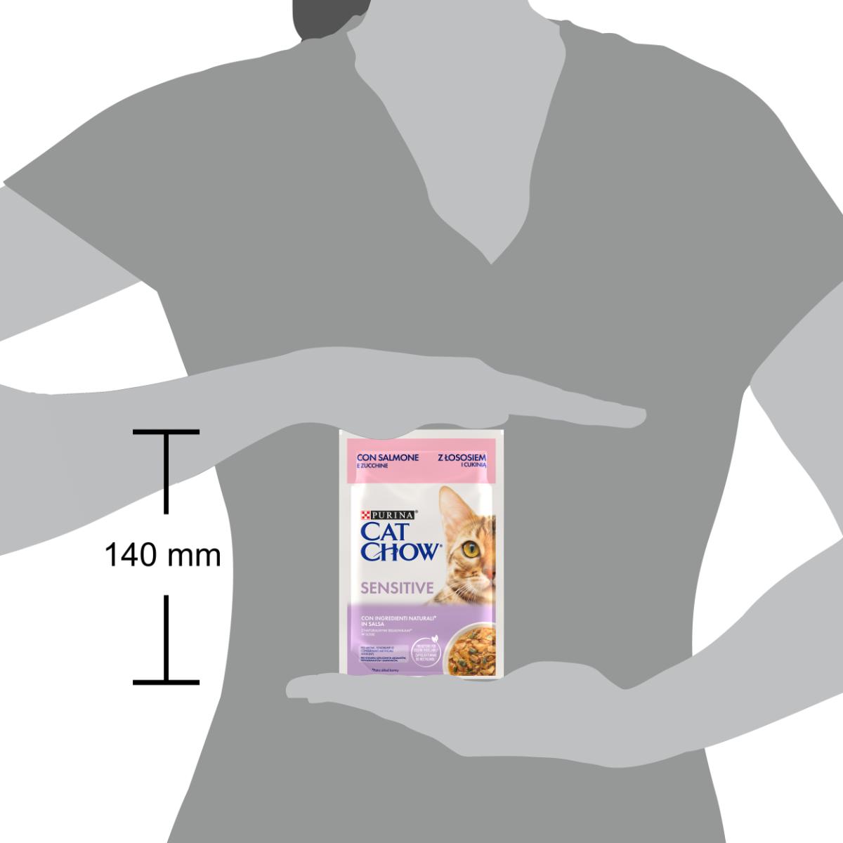 PURINA Cat Chow Sensitive, Somon și dovleac, hrană umedă pisici, sistem digestiv, (în sos) PURINA Cat Chow Sensitive, Somon și dovleac, plic hrană umedă pisici, sistem digestiv, (în sos), 85g - poza 3