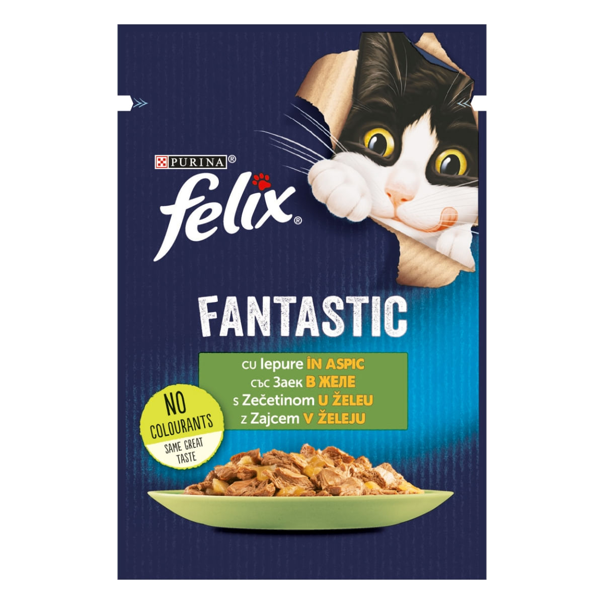 PURINA Felix Fantastic, Iepure, hrană umedă pisici, (în aspic) PURINA Felix Fantastic, Iepure, plic hrană umedă pisici, (în aspic), 85g - poza 1