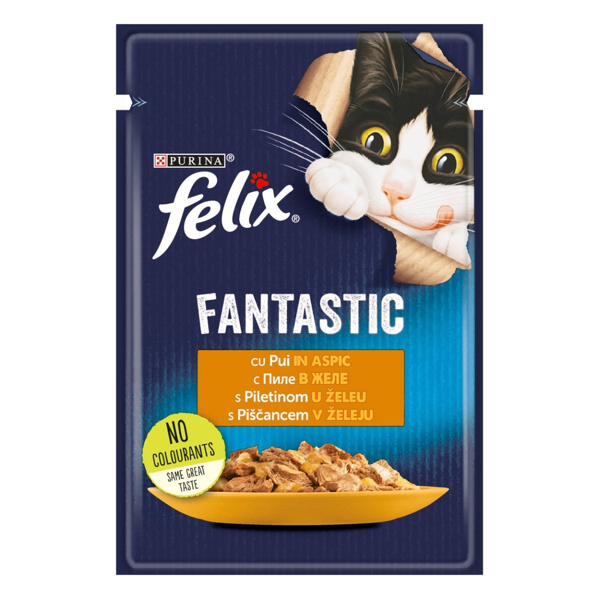 PURINA Felix Fantastic, Pui, hrană umedă pisici, (în aspic) PURINA Felix Fantastic, Pui, plic hrană umedă pisici, (în aspic), 85g - poza 1