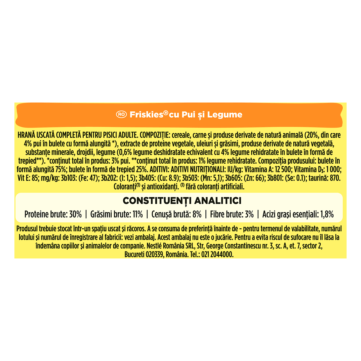 PURINA Friskies Adult, Pui cu Legume, hrană uscată pisici, 10kg - poza 2