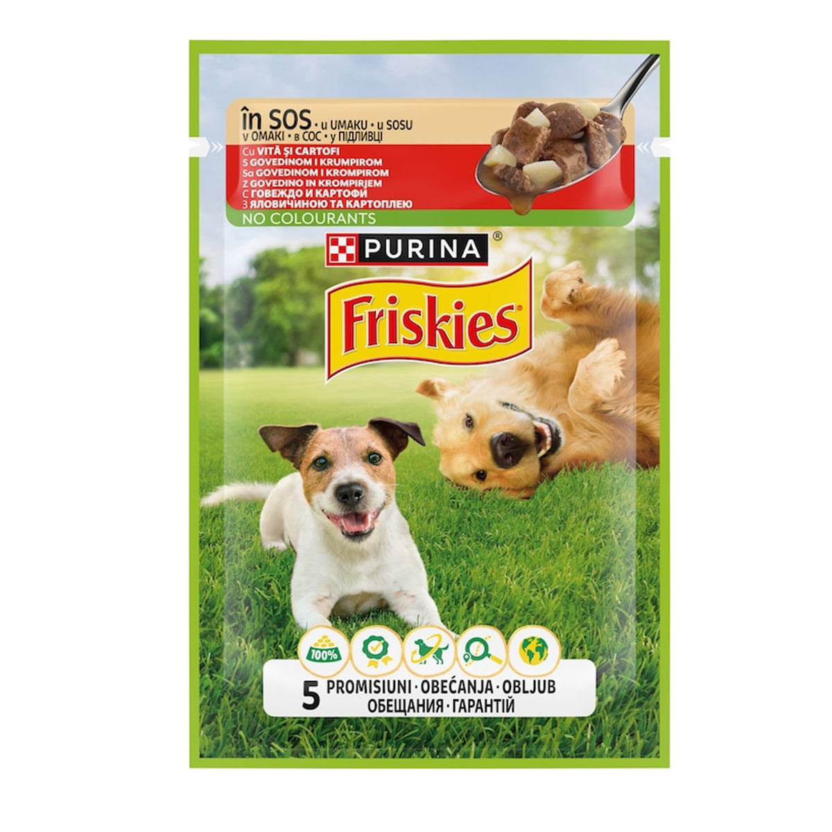 PURINA Friskies Adult, Vită cu Cartofi, plic hrană umedă câini, (în sos), 85g - poza 2