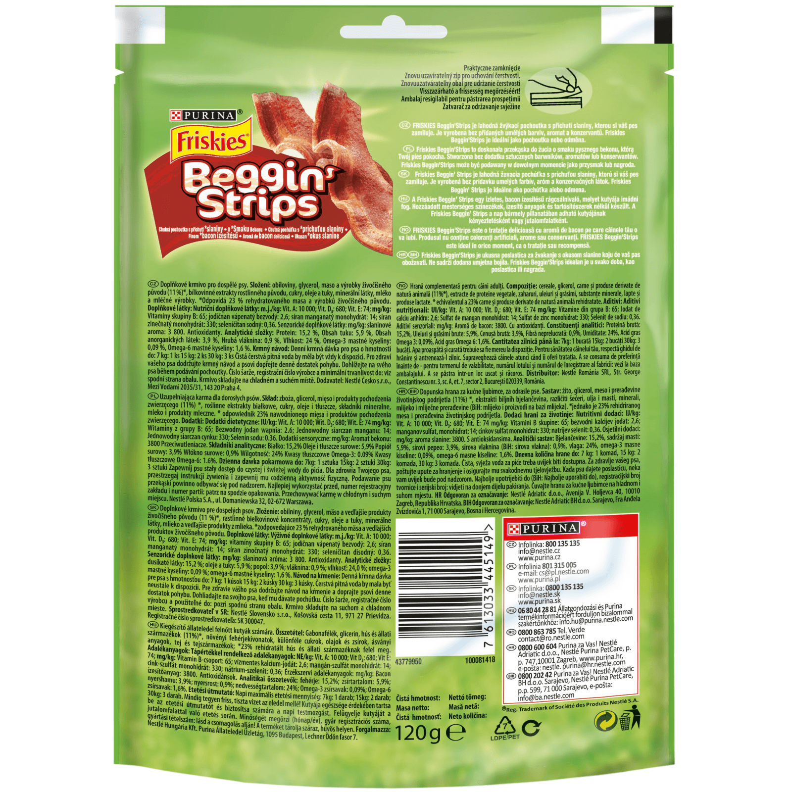 PURINA Friskies Beggin' Strips, Vită, recompense câini, fâșii, 120g - poza 4