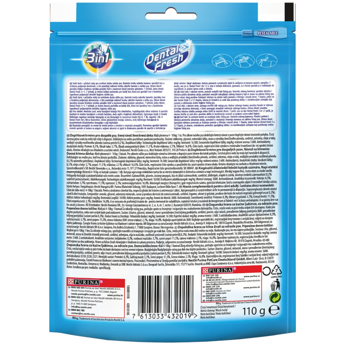 PURINA Friskies Dental Fresh Small, recompense câini de talie mică, batoane, 110g - poza 3
