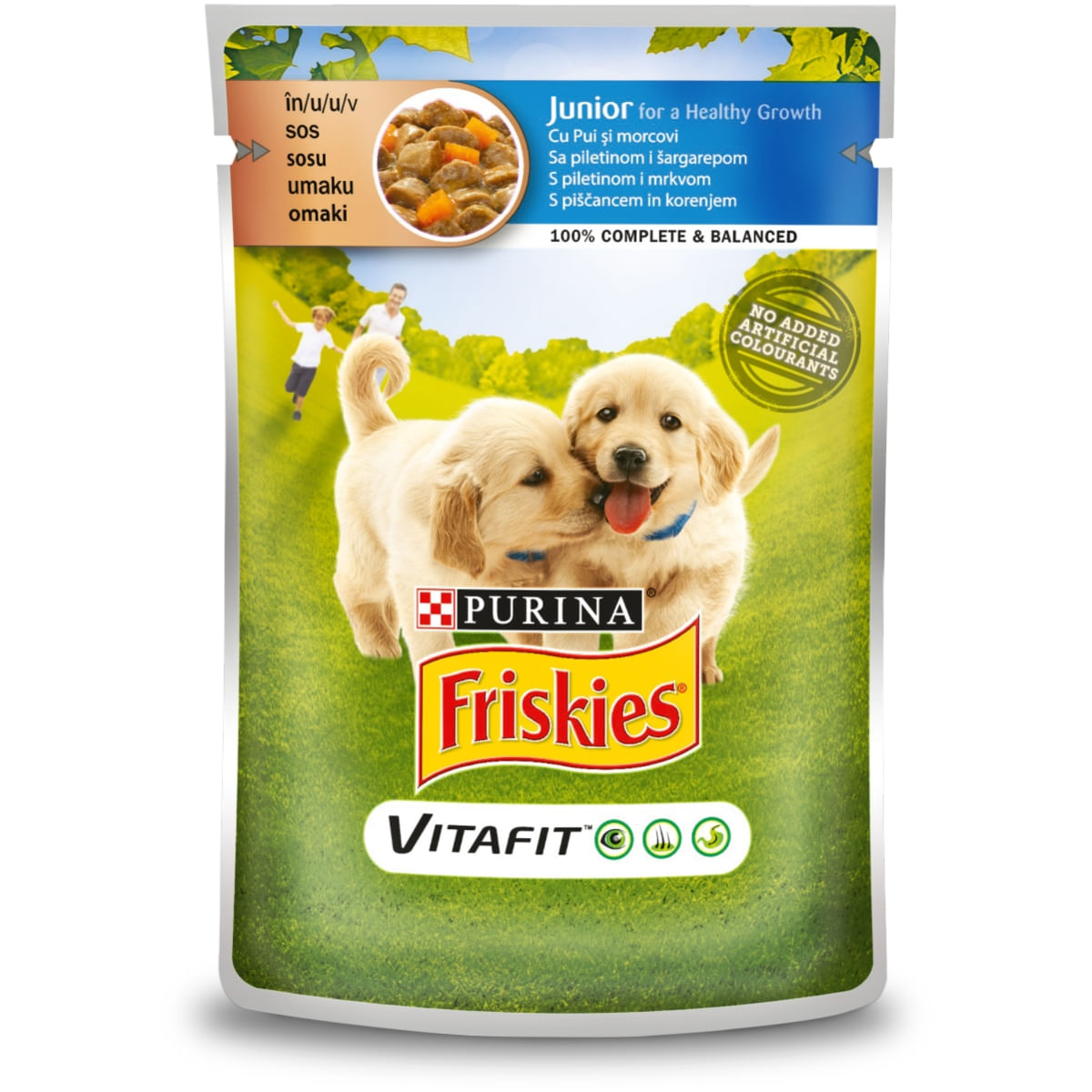 PURINA Friskies Junior, Pui cu Morcov, multipack plic hrană umedă câini, (în sos), 100g x 4 - poza 1