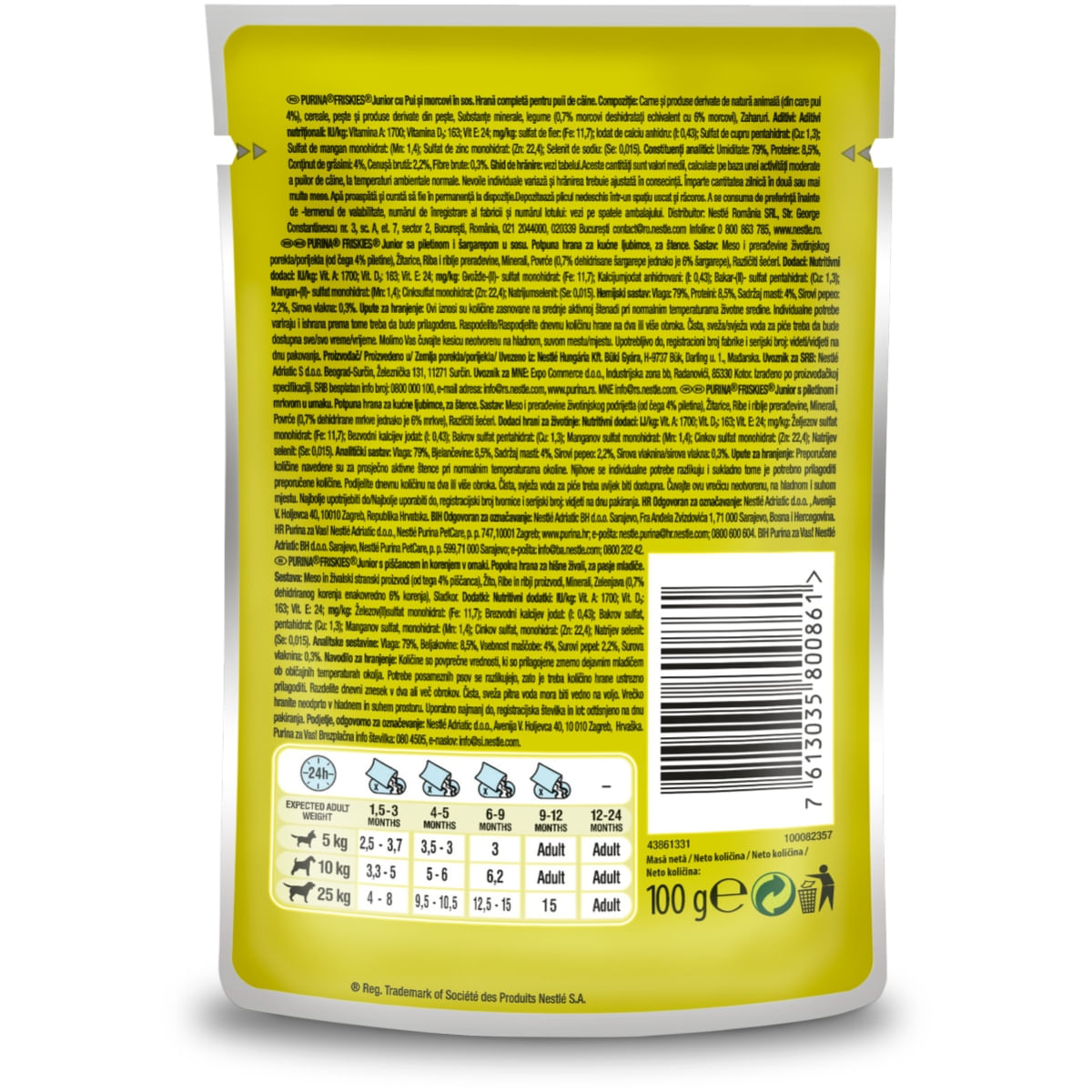 PURINA Friskies Junior, Pui cu Morcov, multipack plic hrană umedă câini, (în sos), 100g x 4 - poza 3