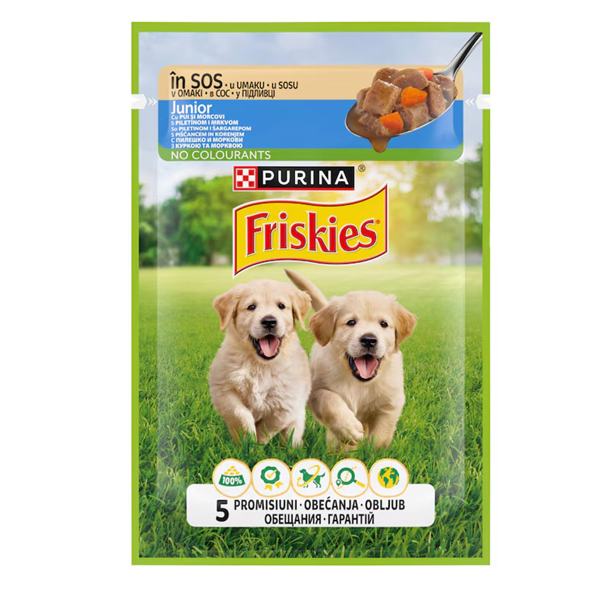 PURINA Friskies Junior, Pui cu Morcov, plic hrană umedă câini, (în sos), 85g - poza 2