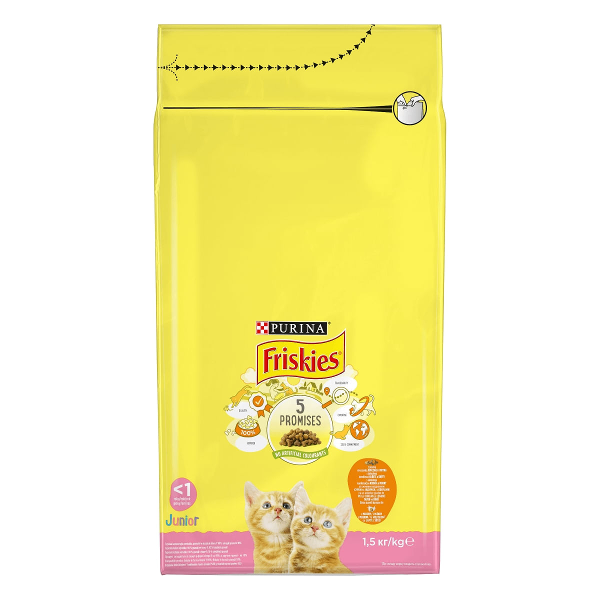 PURINA Friskies Junior, Pui și Curcan, hrană uscată pisici junior, 1.5kg - poza 1