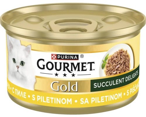 PURINA® GOURMET® GOLD Delicii Suculente, cu Pui, hrană umedă pentru pisici, 85 g