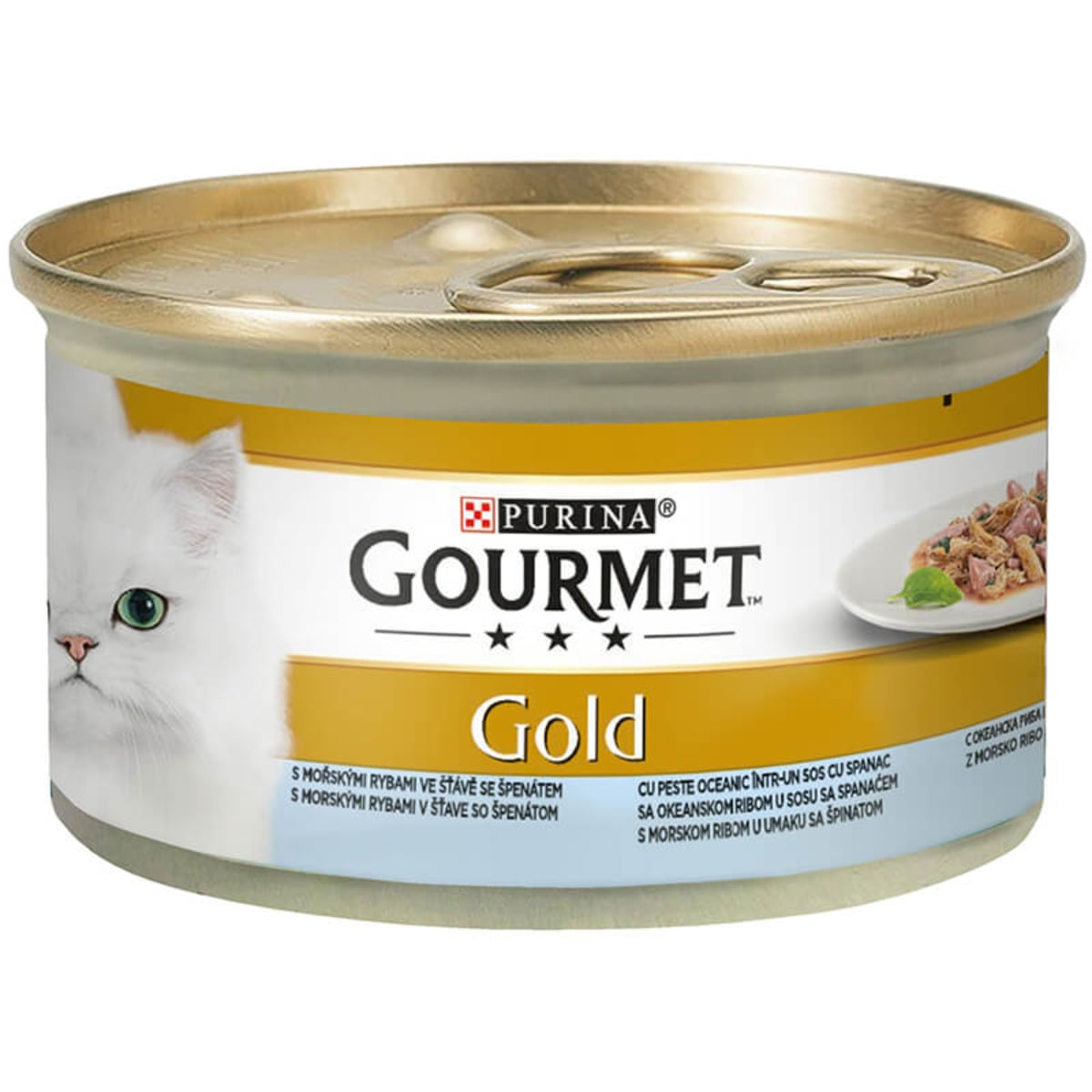 PURINA Gourmet Gold Double Pleasure, Pește oceanic cu Spanac, conservă hrană umedă pisici, (în sos), 85g - poza 1