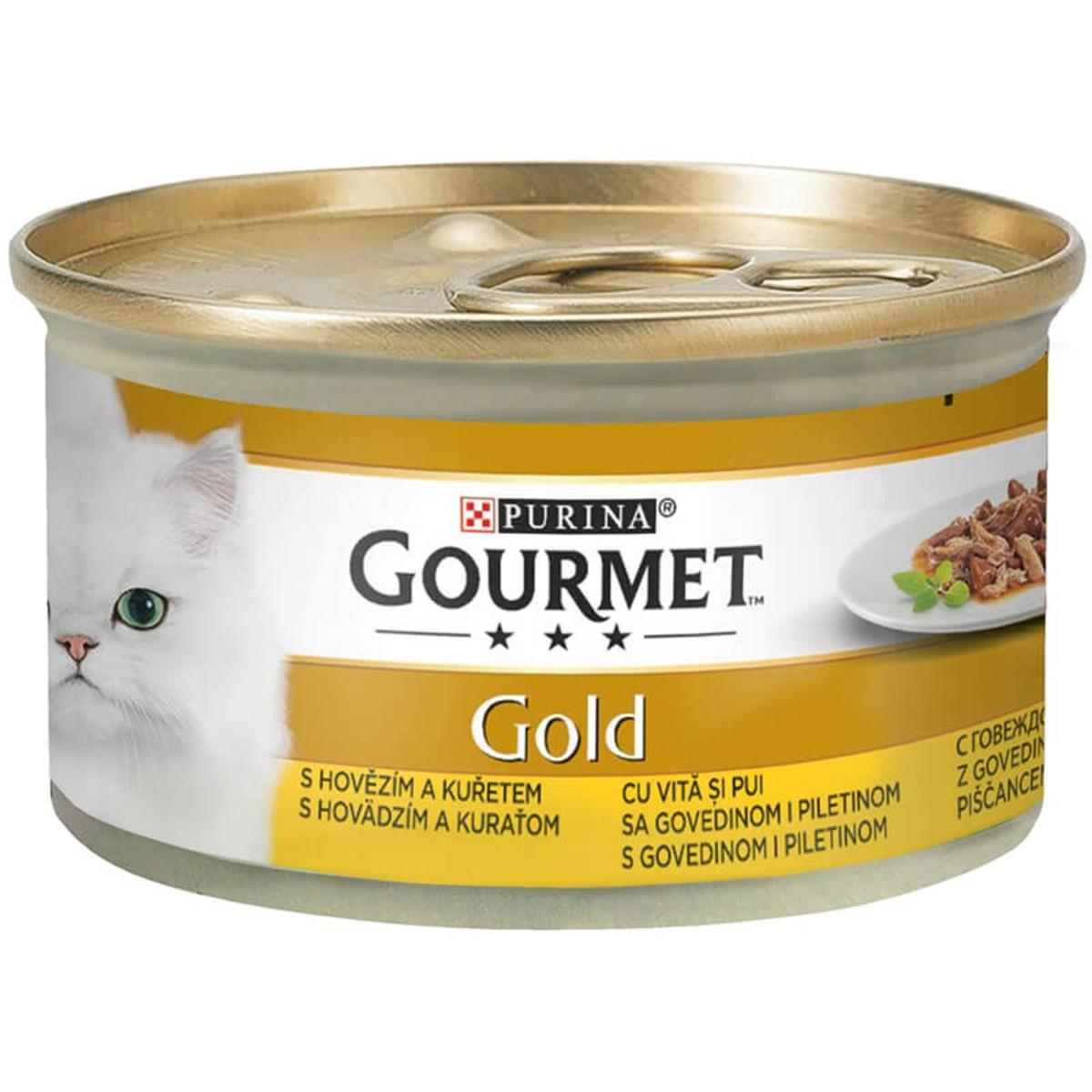 PURINA Gourmet Gold Duo, Vită și Pui, conservă hrană umedă pisici, (în sos), 85g - poza 1