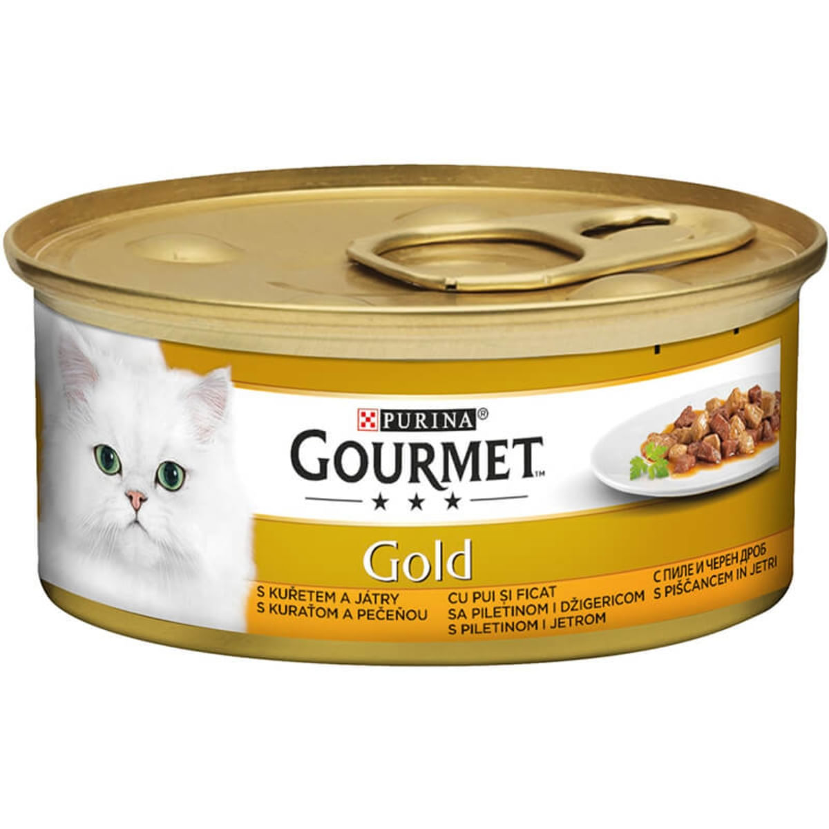 PURINA Gourmet Gold, Pui și Ficat, conservă hrană umedă pisici, (bucăti în sos), 85g - poza 3