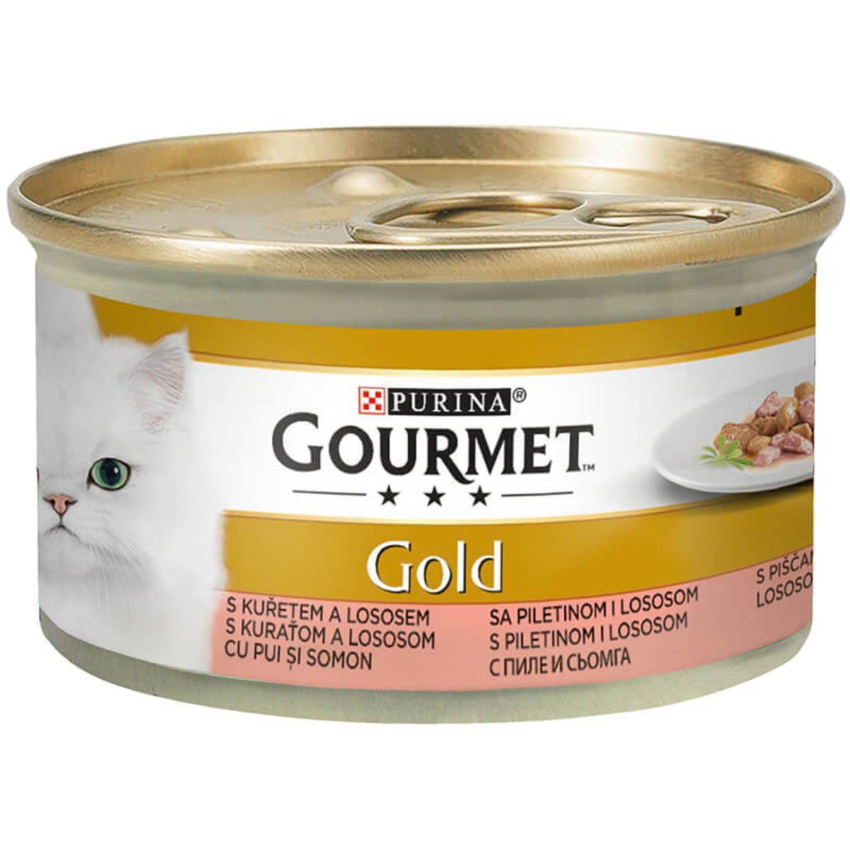 PURINA Gourmet Gold, Pui și Somon, conservă hrană umedă pisici, (bucăti în sos), 85g - poza 2