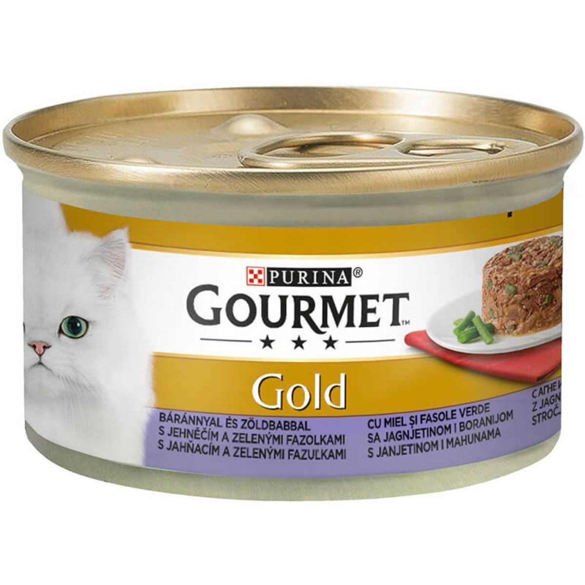 PURINA Gourmet Gold Savoury Cake, Miel cu Fasole verde, conservă hrană umedă pisici, (bucăți de carne), 85g - poza 1